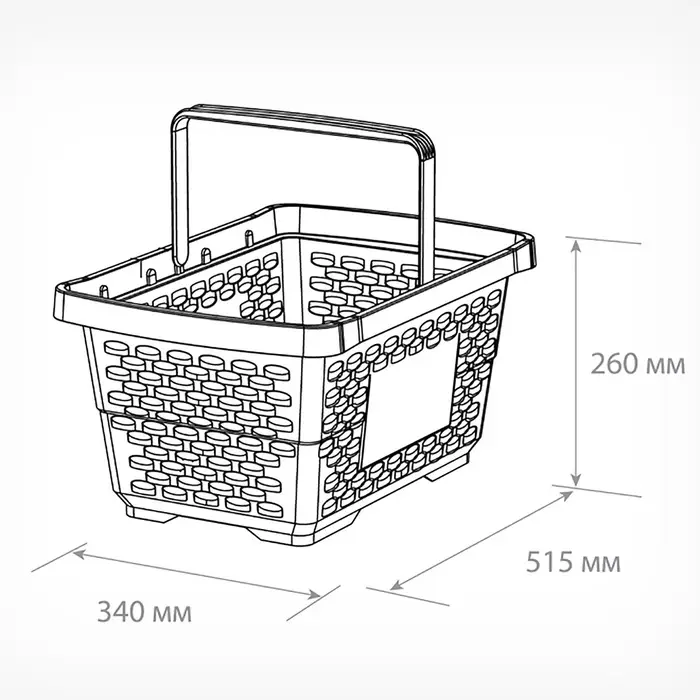 Корзина покупательская пластиковая 28 л, 51.5&times;34&times;26 см, зелёная