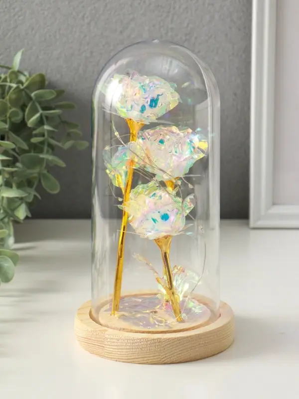 Сувенир свет Сувенир свет "3 розы в колбе" LED 3хААА серебристый 11х11х22 см