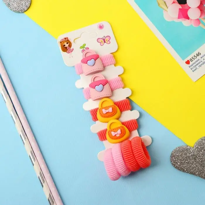 Резинка для волос "Лапочка" (набор 8 шт) сумочки