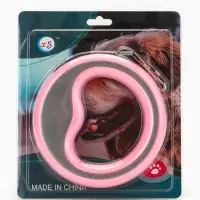 Рулетка - поводок для собак, лента 3 м, розовая/серая