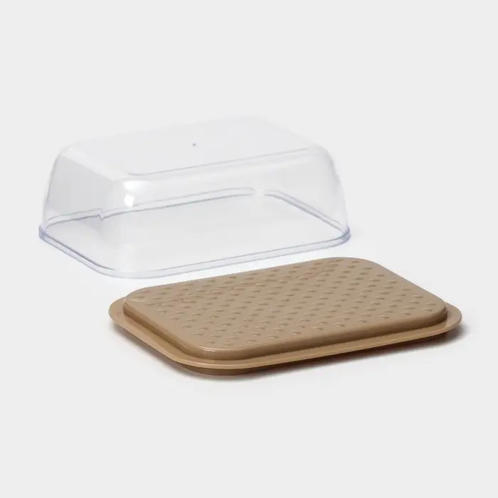 Маслёнка двухсторонняя STOCKHOLM, пластик, 14.5&times;11&times;5.5 см, шоколадная, мокко