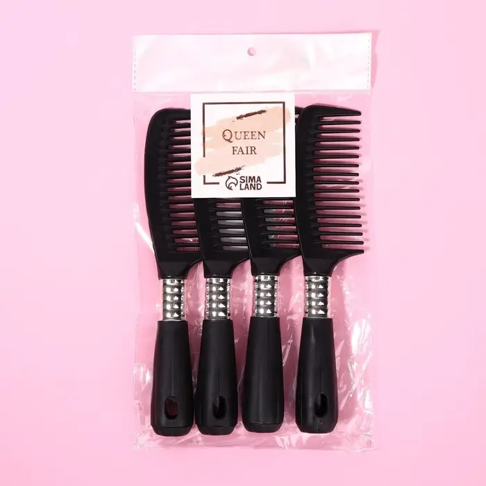 Расчёска, 4.5×21(±1) см, чёрная, серебристая Расчёска, 4.5×21(±1) см, чёрная, серебристая