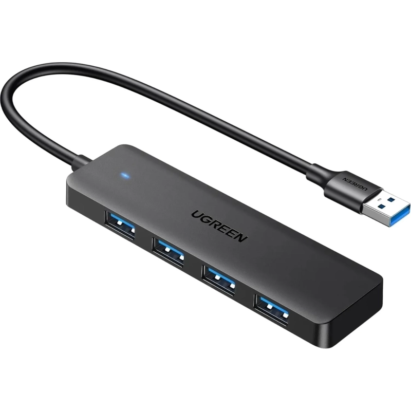 Разветвитель USB UGREEN CM219(35574)Хаб 4-Port USB3.0 USB-C pow. каб:1м чер