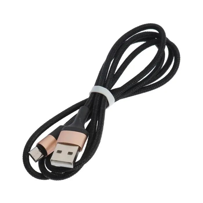 Кабель Hoco X26, microUSB - USB, 2.4 А, 1 м, нейлоновая оплетка, чёрно-золотистый