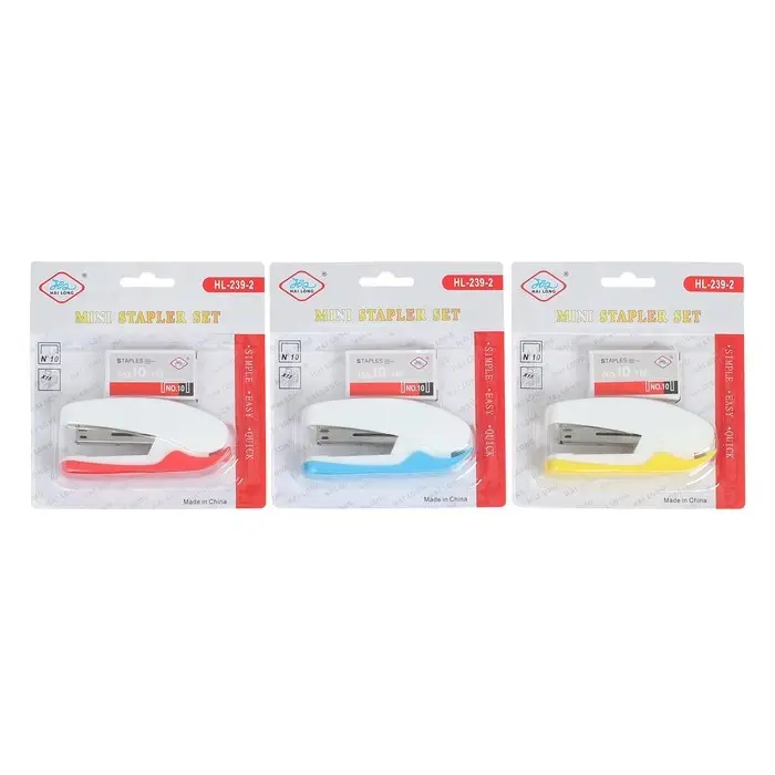 Степлер канцелярский №10, Calligrata, до 15 листов, со скобами, блистер, МИКС