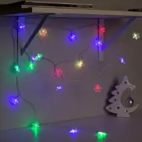 Гирлянда &laquo;Нить&raquo; 3 м с насадками &laquo;Снежинки большие&raquo;, IP20, прозрачная нить, 20 LED, от батареек АА&times;3, свечение мульти