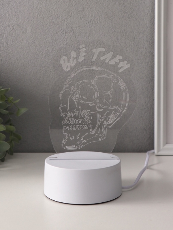 Светильник Светильник "Череп. Всё тлен" LED RGB от сети RISALUX 9,5х10,2х14,9 см