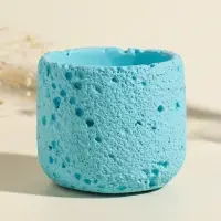 Свеча в вулканическом подсвечнике "Лава" голубая 8,5х8,5х7,5 см