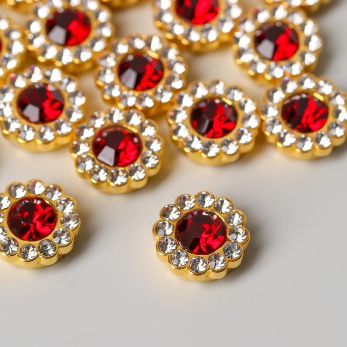 Декор для творчества пластик Декор для творчества пластик "Цветок глубокий красный" набор 30 шт 1х1х0,5 см