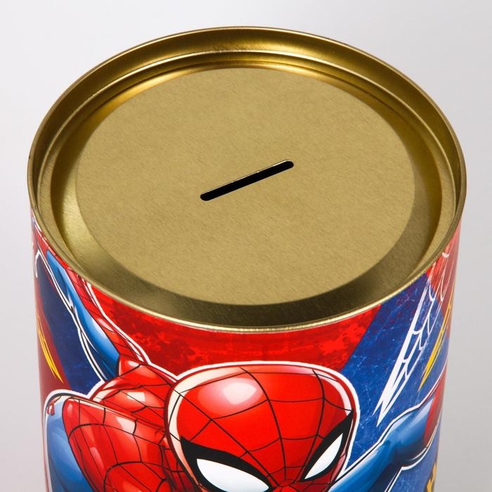 Копилка металлическая, 20,5 см х 12 см х 12 см, XXL Копилка металлическая, 20,5 см х 12 см х 12 см, XXL "Достигай цели", Человек-паук
