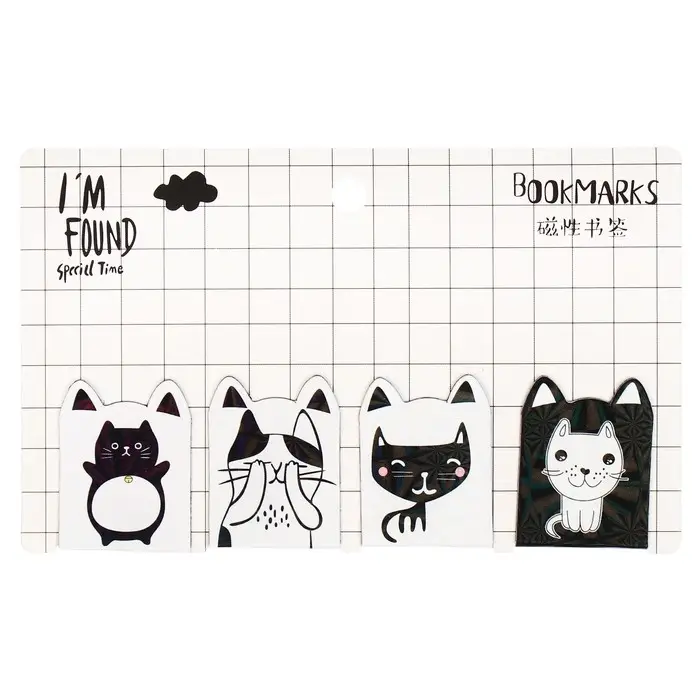 Набор магнитных закладок для книг Calligrata 4 штуки, Набор магнитных закладок для книг Calligrata 4 штуки, "Кошки", МИКС