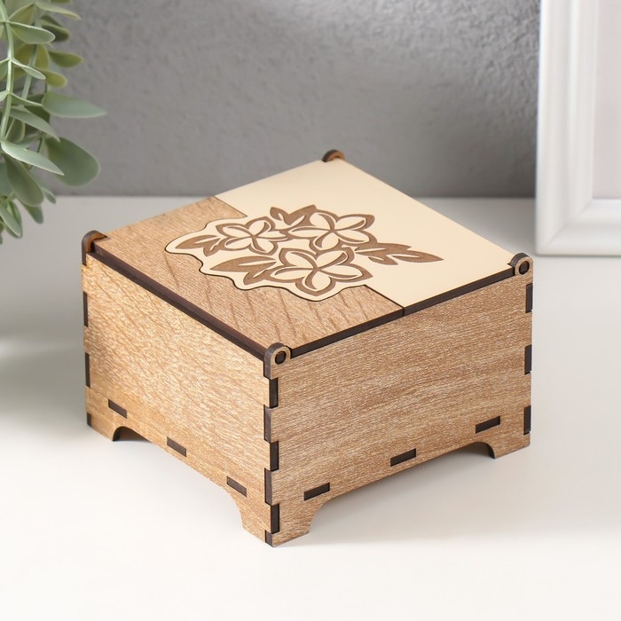 Шкатулка комбинированная  Шкатулка комбинированная "Цветы" 10,5х10х7 см