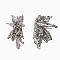 Серьги металл "Цветы половинки", цвет серебро Серьги металл "Цветы половинки", цвет серебро