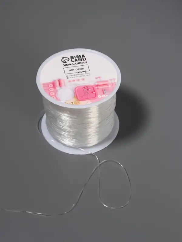Нить для плетения, эластичная, 100&plusmn;1 м, d=0.4 мм, прозрачная