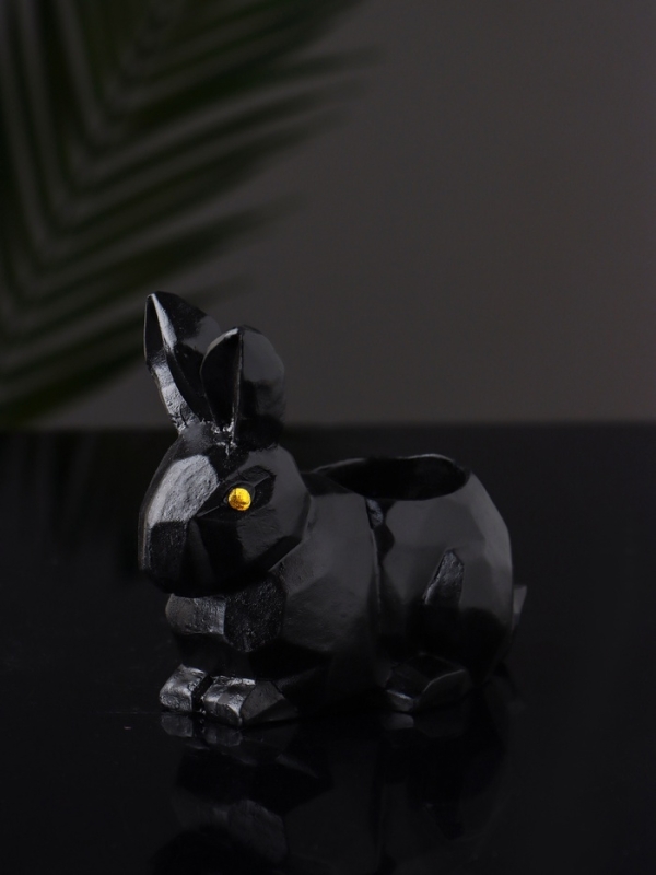 Подсвечник "Заяц геометрический" 8х7х5 см, чёрный