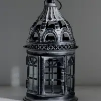 Металлический подсвечник-фонарь на 1 свечу &laquo;Старинный замок&raquo;, чёрный, 13&times;13&times;23 см
