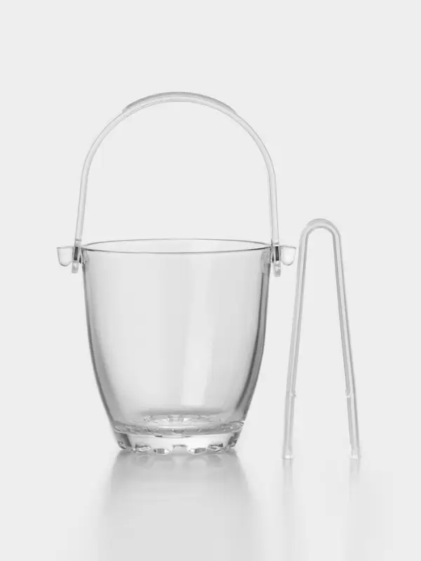 Ведро для льда с ручкой и щипцами Sylvana, 650 мл, h=13 см, стекло, прозрачное