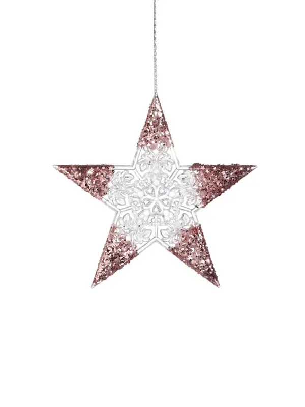 Ёлочная игрушка &laquo;Зимнее волшебство. Звезда сияние кончики блеск&raquo;, 12&times;12 см, прозрачно-розовый