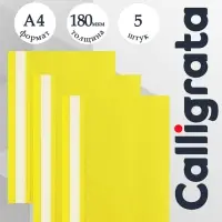 Набор папок-скоросшивателей А4, 5 штук, Calligrata, 180 мкм, с прозрачным верхом, жёлтый