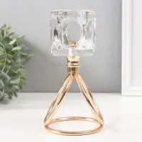 Подсвечник на 1 свечу &laquo;Ледяной кубик&raquo;, d=6 см, под золото, 10&times;10&times;19 см