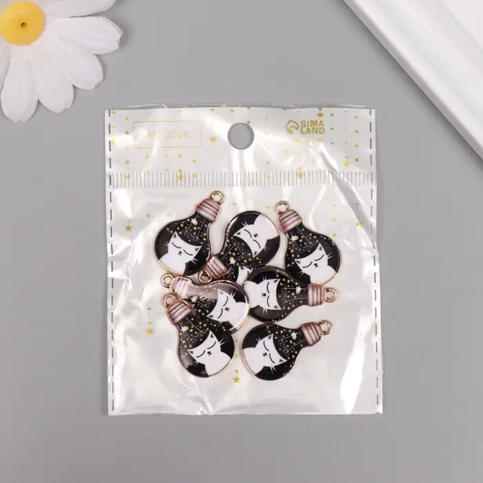 Декор для творчества металл, эмаль "Белый кот в лампочке" 2,8х1,6 см Декор для творчества металл, эмаль "Белый кот в лампочке" 2,8х1,6 см