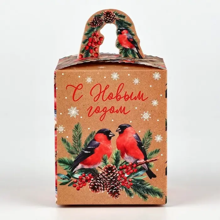 Коробка новогодняя складная «Снегири» 9 х 11 х 9 см Коробка новогодняя складная «Снегири» 9 х 11 х 9 см
