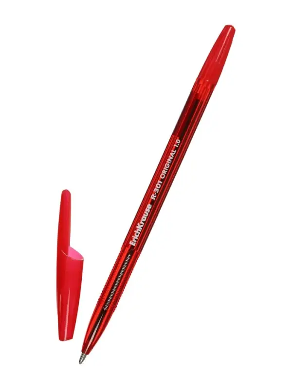 Ручка шариковая ErichKrause R=301 Stick Original, узел 1 мм, красная