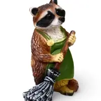 Садовая Фигура 38 х 26 х 24 см полистоун Енот с метлой