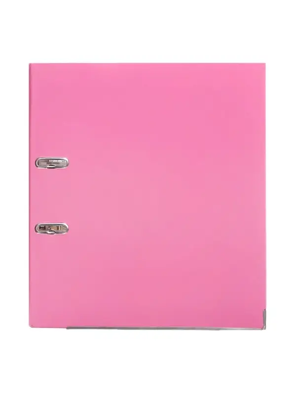 Папка-регистратор А4, 75 мм, ПВХ, тиснение &laquo;лен&raquo;, металлическая окантовка, карман на корешок, собранная, собранная, темно-розовая