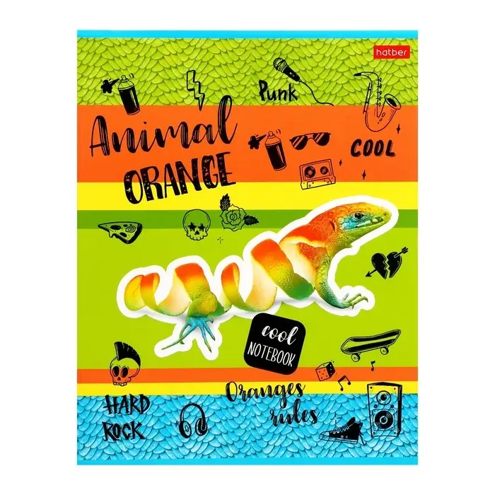 Тетрадь 80 листов в клетку Animals orange, обложка мелованный картон, выборочный лак, блок 65 г/м&sup2;, МИКС