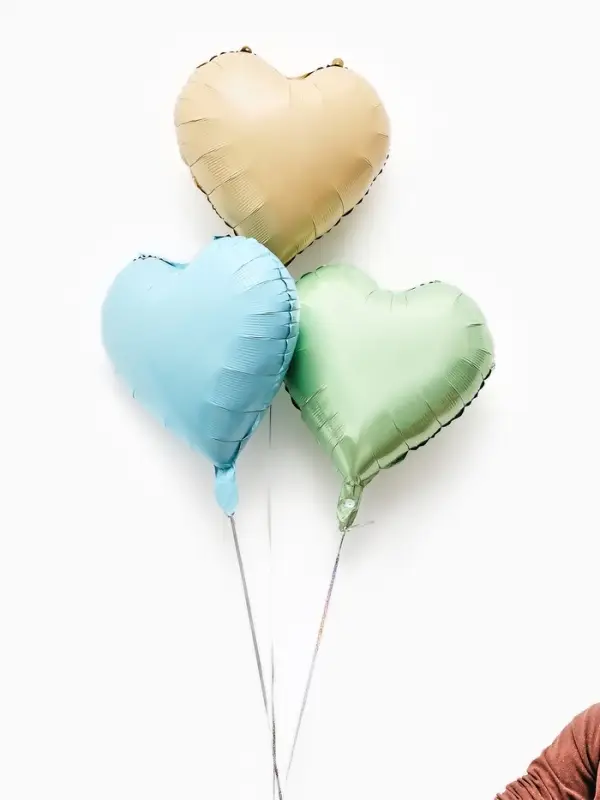 Воздушные шары фольгированные 17" "Сердце" цвет зеленый сатин, набор 5 штук