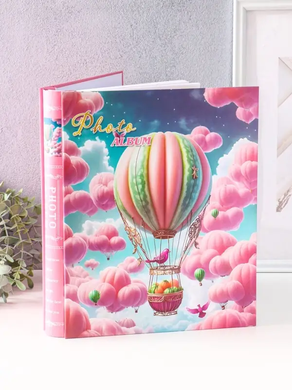 Фотоальбом на 400 фото10х15 см Фотоальбом на 400 фото10х15 см"Воздушный шар и птица" в коробке тисн.золото 6х27,5х33,5 см