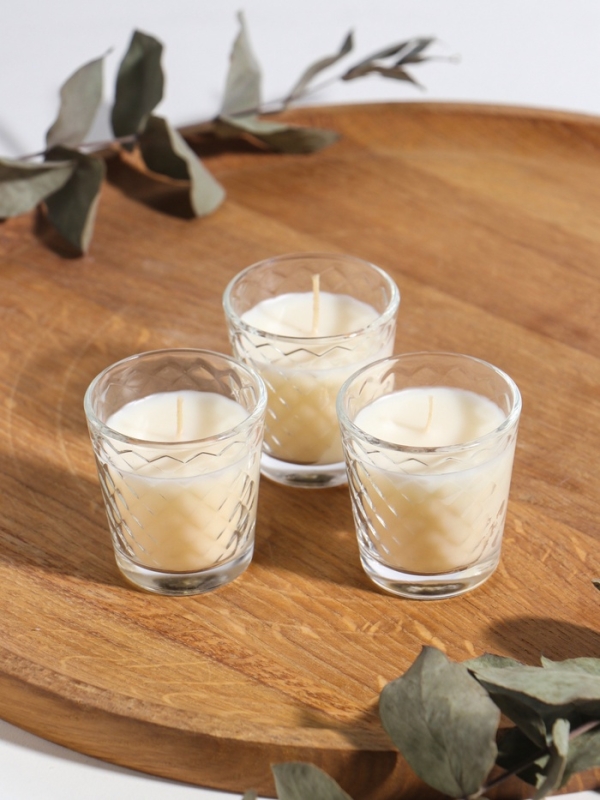 Свеча ароматическая в стакане (набор 3 шт) по 50 мл, 10 ч, 32 гр, ВАНИЛЬ Свеча ароматическая в стакане (набор 3 шт) по 50 мл, 10 ч, 32 гр, ВАНИЛЬ