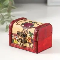 Шкатулка для украшений &laquo;Сундучок. Совята&raquo;, дерево, 6&times;8&times;5.5 см