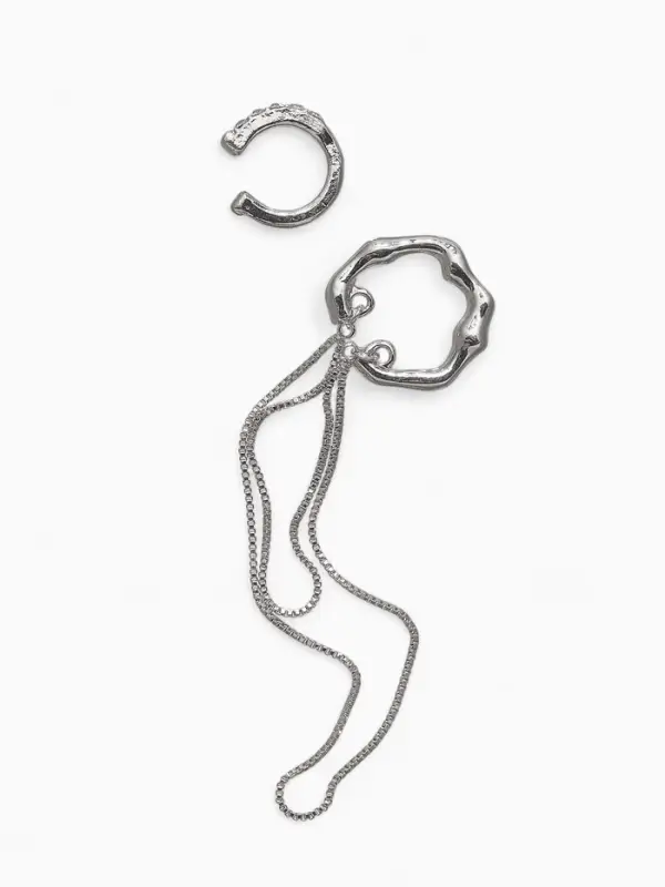 Серьги "Каффы" набор 2 шт., водопад и стразы, цвет серебро