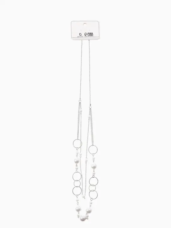 Бусы &laquo;Жемчужный мир&raquo;, кольца с бусинами, белые в серебре, 90 см