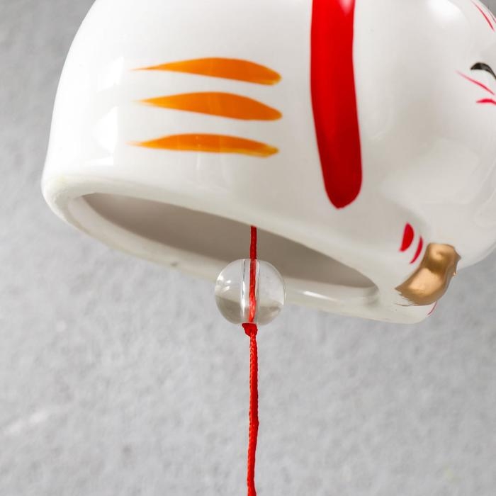 Сувенир керамика колокольчик Сувенир керамика колокольчик "Манэки-нэко лежит" 5,7х5,5х5 см