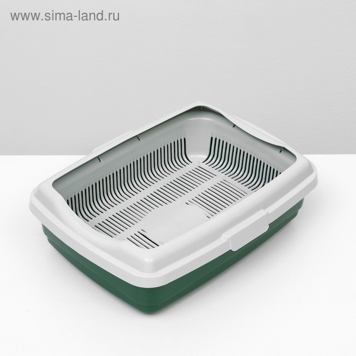 Лоток большой с сеткой и бортиком Atlantis  Лоток большой с сеткой и бортиком Atlantis "Стандарт", 43 х 33 х 12,5 см, зеленый,