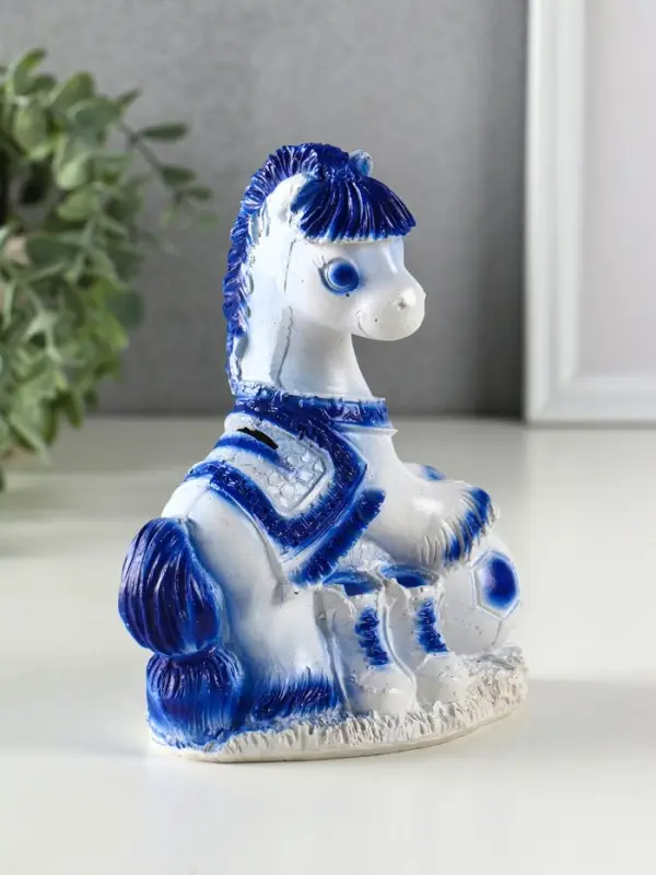 Копилка Копилка "Лошадь с мячом" 16х14х7 см, бело-голубой