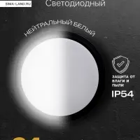 Светильник светодиодный герметичный, 24 Вт, IP54, 4000К, 220 В, круг, черный