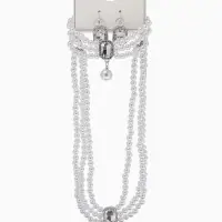 Набор 3 пред-та: серьги,колье.браслет "Императрица жемчуга", цвет белый в серебре