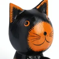 Сувенир &laquo;Кот с табличкой WELCOME&raquo;, 10&times;7&times;16 см, дерево, чёрно-рыжий