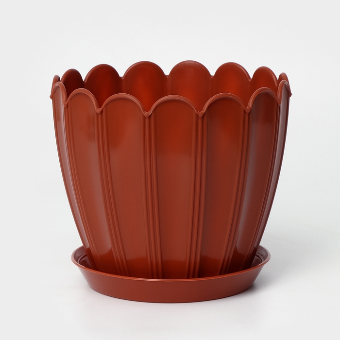 Горшок для цветов с поддоном «Хризантема», 2,1 л, d=16,5 см, h=14,8 см, цвет терракот Горшок для цветов с поддоном «Хризантема», 2,1 л, d=16,5 см, h=14,8 см, цвет терракот