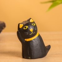 Сувенир «Чёрный кот», 3×5×6 см, дерево