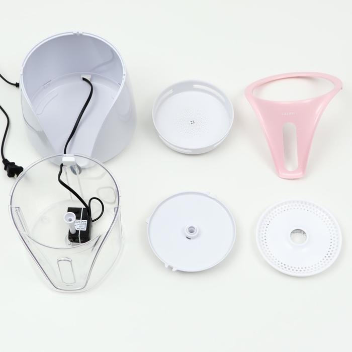 Фонтанчик для животных Carno, 2 л, с сенсором уровня воды, бело-розовый Фонтанчик для животных Carno, 2 л, с сенсором уровня воды, бело-розовый