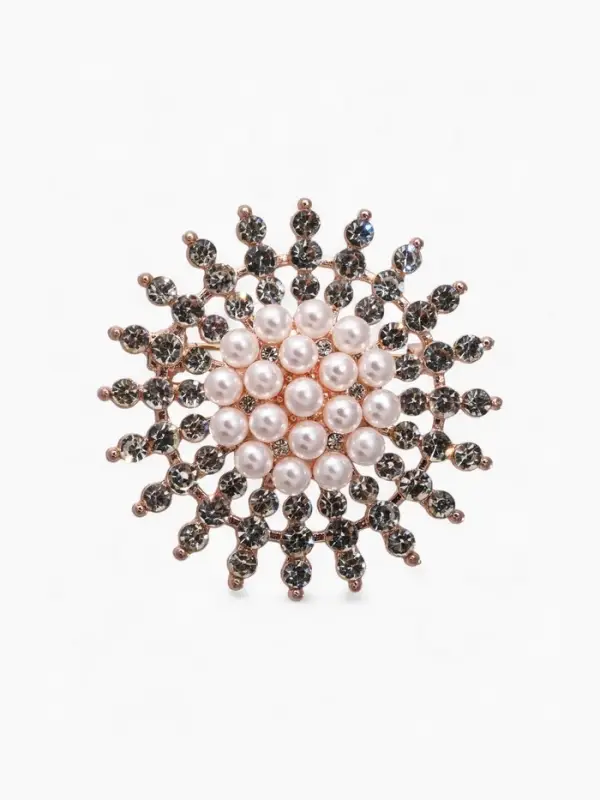 Брошь &laquo;Жемчужное сияние&raquo;, белая в розовом золоте