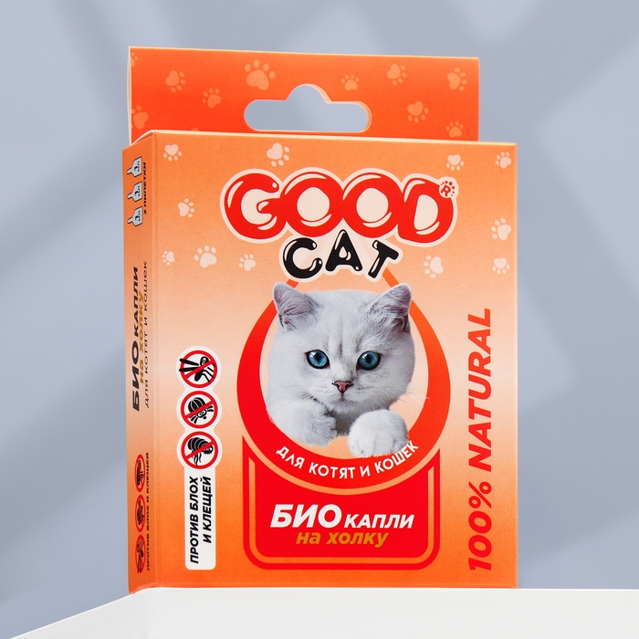БИОкапли GOOD CAT для котят и кошек от блох и клещей, 3 х 1мл БИОкапли GOOD CAT для котят и кошек от блох и клещей, 3 х 1мл