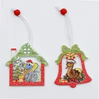 Елочные игрушки в деревянной подарочной упаковке, 12 шт.