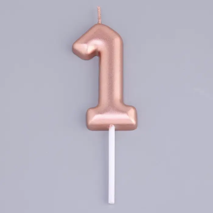 Свеча в торт «Европейская», цифра 1, 6 см, розовое золото Свеча в торт «Европейская», цифра 1, 6 см, розовое золото