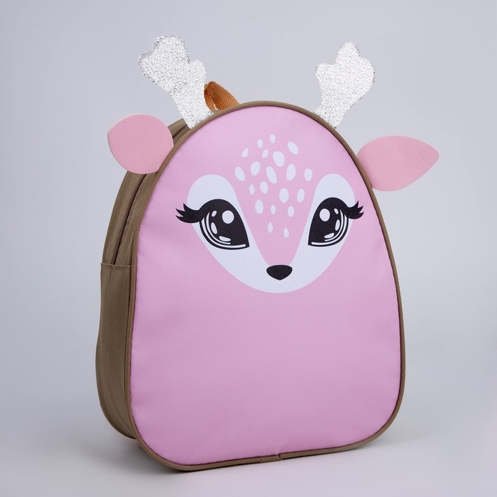 Рюкзак детский из искусственной кожи «Олененок», 30×25 см, розовый